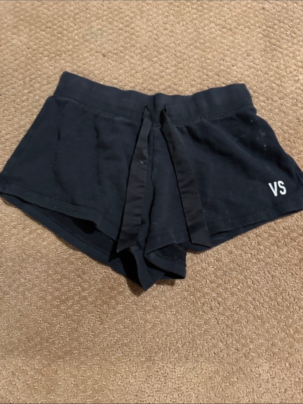 Victoria's Secret Black Drawstring Lounge Shorts with VS Logo